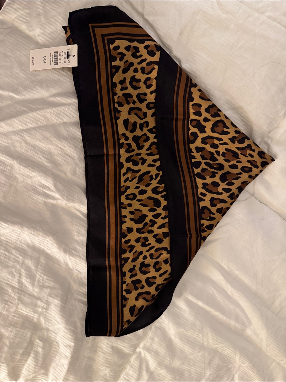 NWT Talbots 100% Silk Cheetah Print Scarf